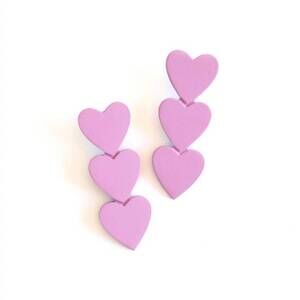 NEW SUNSHINE TIENDA women's heart earrings in matte pink